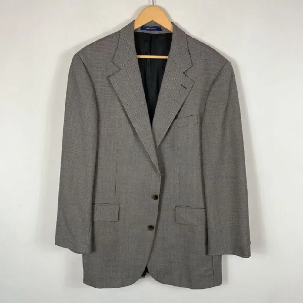 Ralph Lauren Chaps Black White Red Mini Houndstooth Sport Coat Blazer Jacket 42T